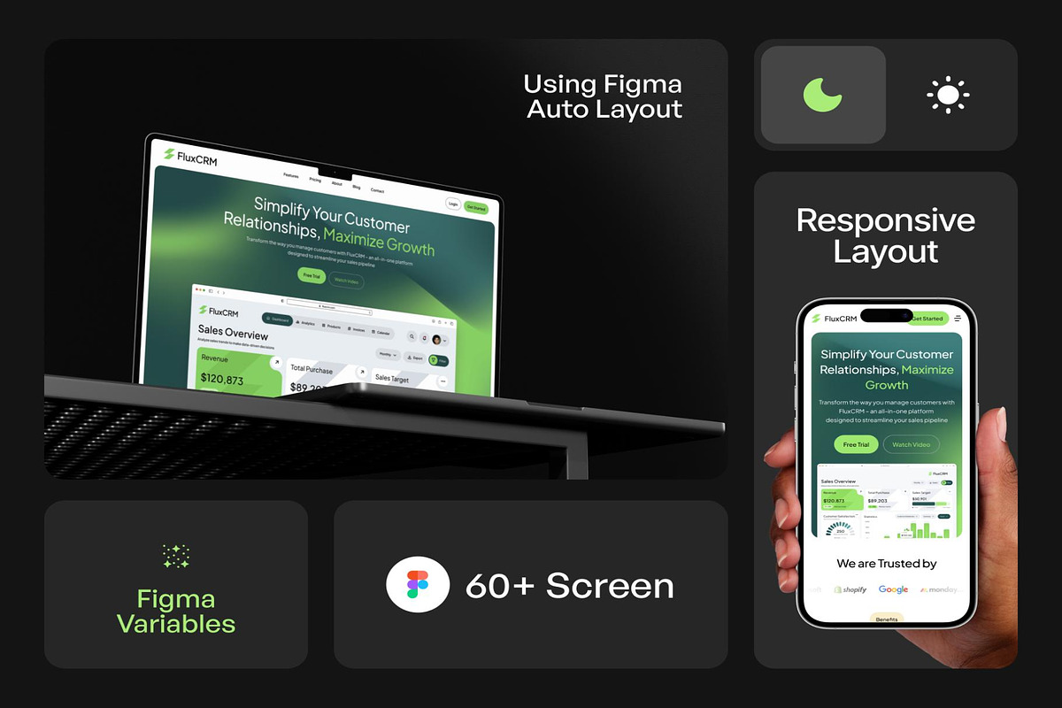 FluxCRM - SaaS CRM Website UI KIT, an UI Kit Template by Creative Perspective (Photo 2 of 7)