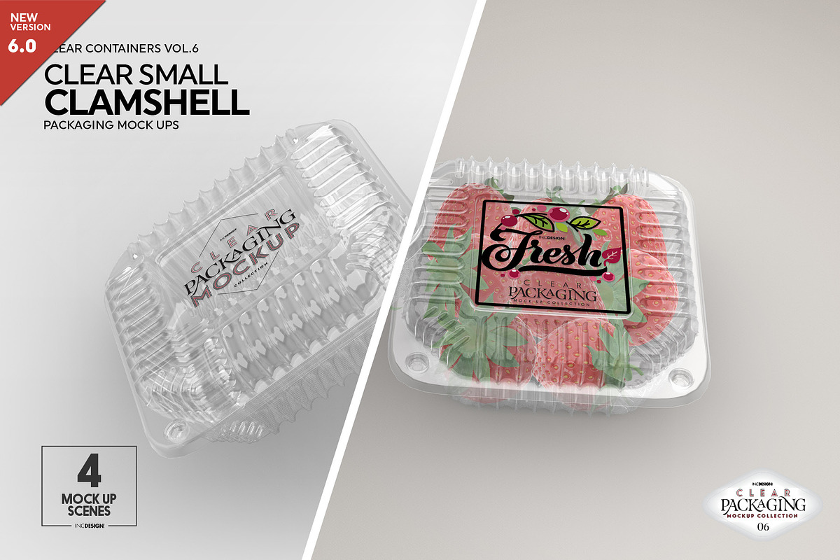 Clear Square Clamshell Mockups, a Packaging Mockup by INCDesign (Photo 1 of 11)