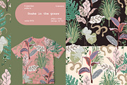 Snake in grass seamless+ clipart set, a Texture Graphic by PatternsBlooming (Thumbnail 2 of 7)