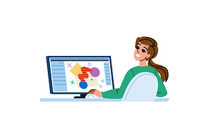 Graphic designer working on computer, a Technology Illustration by pikepicture