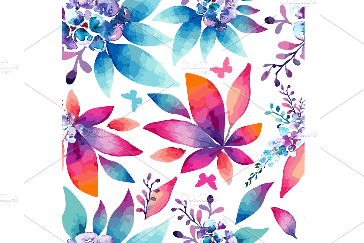 Seamless background with watercolor, an Illustration by Nenahliadava Design