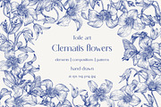 Vintage Flowers Vector blue Toile, an Object Graphic by ON_lineart_store (Thumbnail 1 of 10)