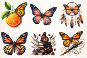 Watercolor Monarch Butterfly Clipart, an Illustration by DreamCafeArt (Thumbnail 2 of 7)