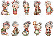 Whimsical Easter Grandma Clipart, a Seasonal Illustration by HueNestify (Thumbnail 2 of 3)