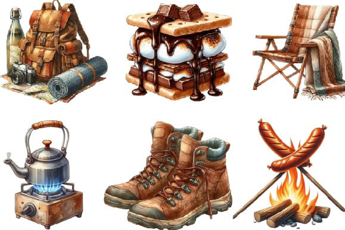 Summer Camping Clipart, an Illustration by Designking (Photo 3 of 4)