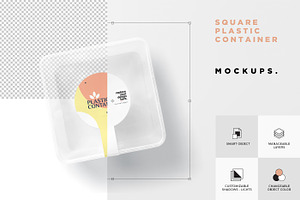 Square Plastic Box Label Mockups