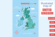 Illustrated Map of United Kingdom, an Illustration by Milota (Thumbnail 1 of 3)