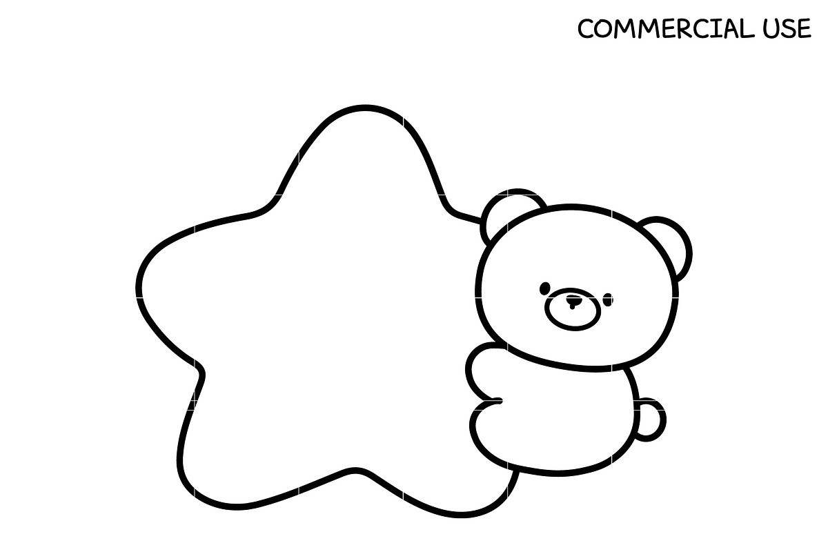 cute bear outline SVG | bear with st, an Illustration by TheHitShop (Photo 1 of 10)