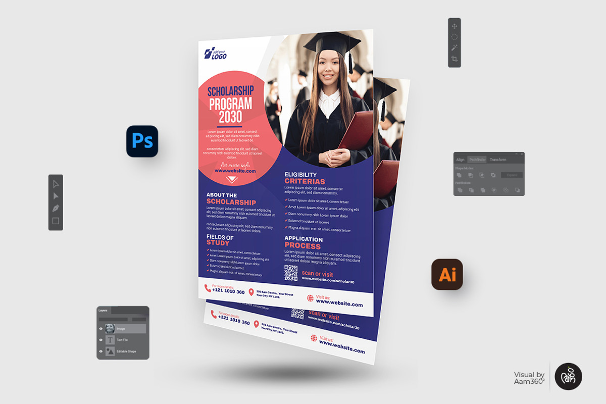Scholarship Program Flyer Template, a Flyer Template by Aam360 (Photo 2 of 3)