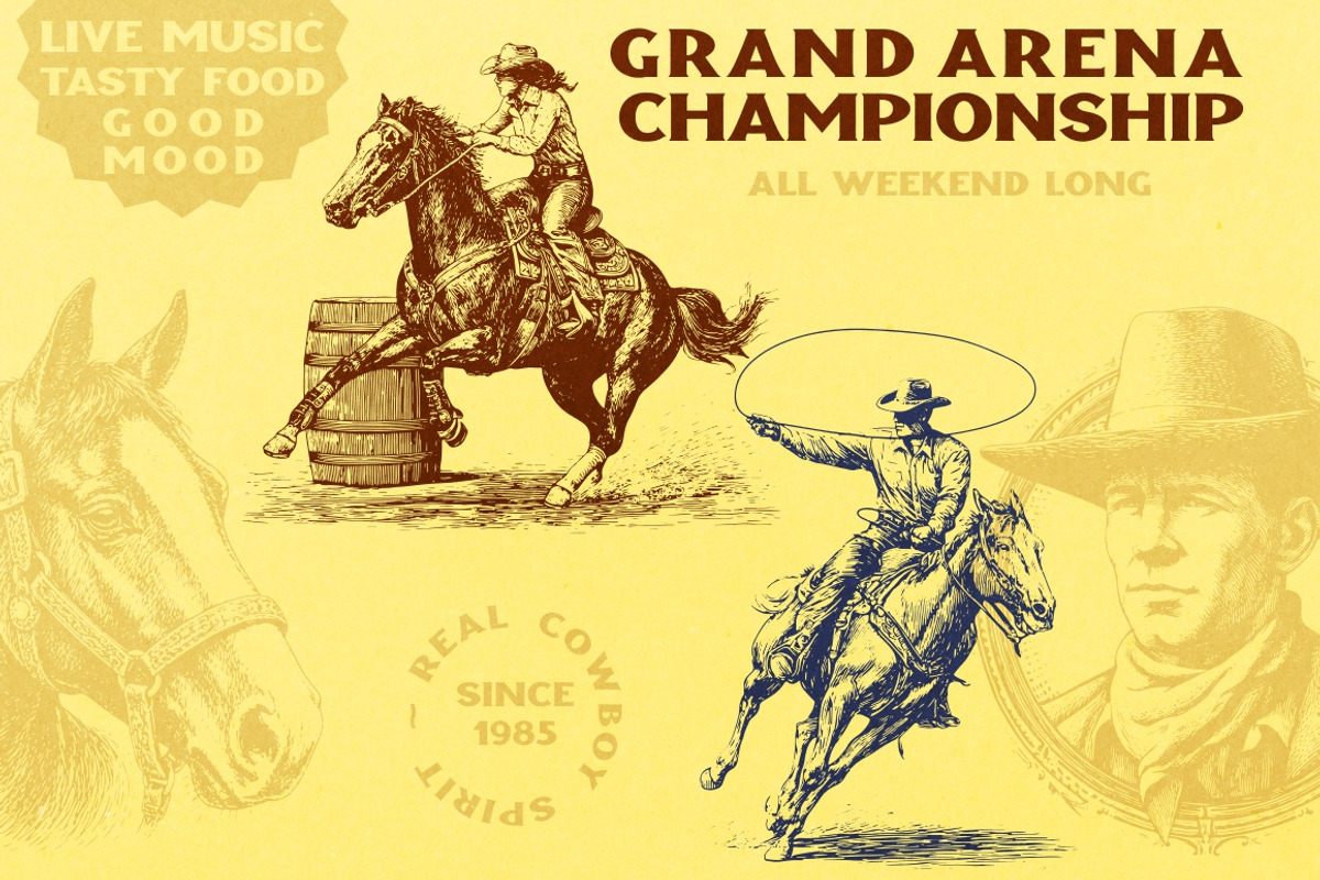 Vintage Retro Rodeo illustrations, an Object Illustration by Nocturnal Wolf (Photo 2 of 17)