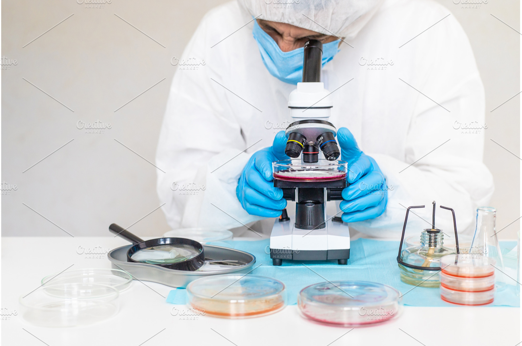 Examine bacteria in petri dishes in, a Technology Photo by yanadjana