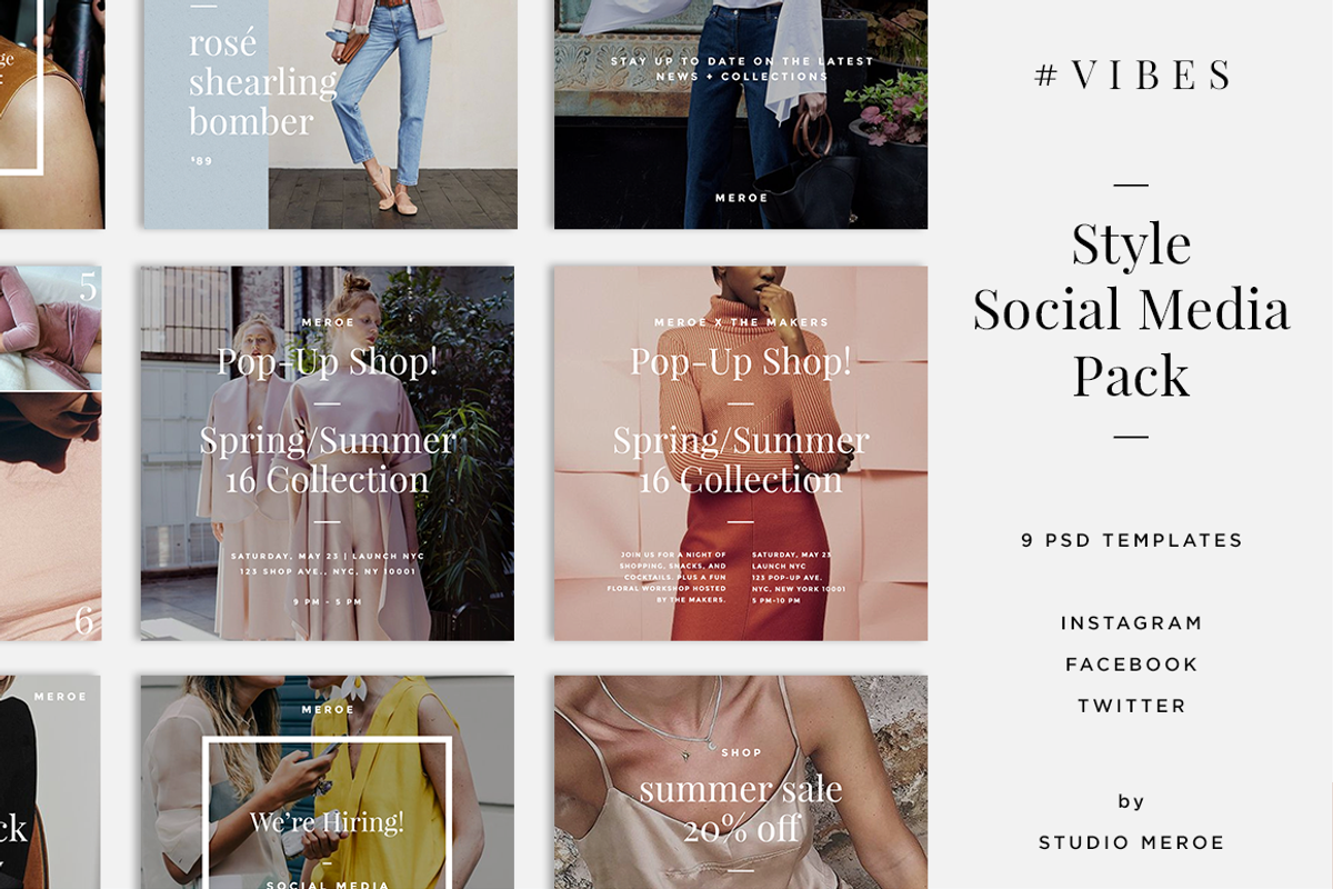 VIBES Social Media / Blog Templates, a Social Media Template by STUDIO MEROE (Photo 1 of 12)