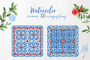 Pomegranate, ceramic tile watercolor, an Illustration by Alamella (Thumbnail 2 of 7)