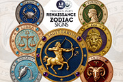 Renaissance Zodiac signs horoscope, a Decorative Illustration by ThatsDesignArt (Thumbnail 1 of 10)