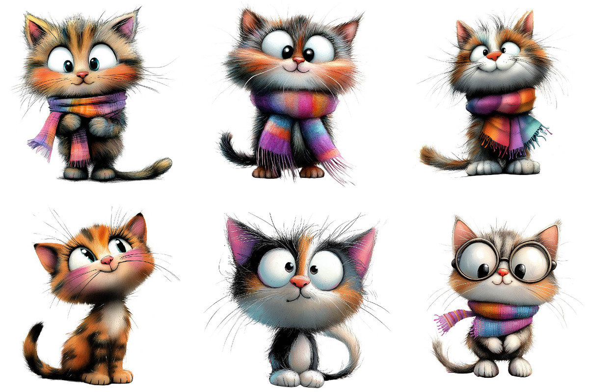 Quirky Cat Funny Kitten Clipart, an Illustration by CreationArt (Photo 3 of 5)