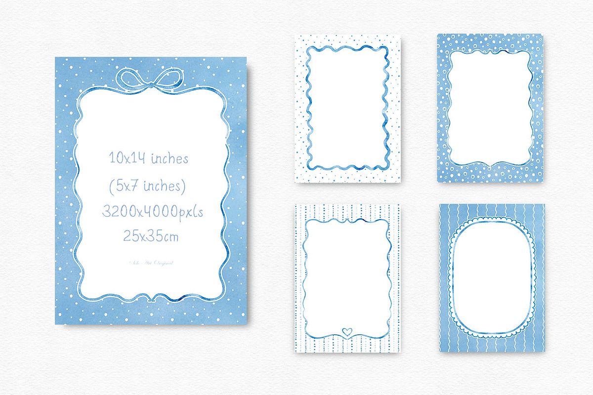 Baby Blue Watercolor Frames Set, an Object Graphic by Solo Art Original (Photo 9 of 14)