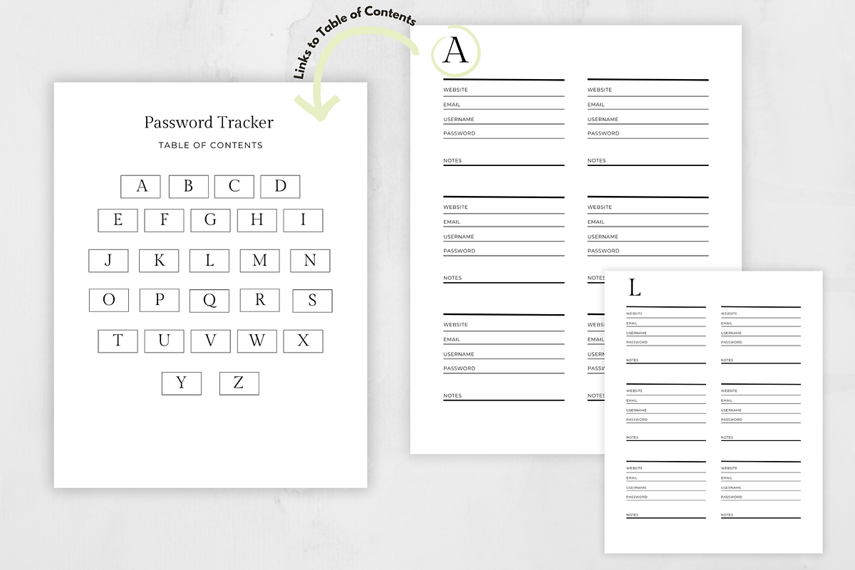ReMarkable Password Tracker, a Templates & Theme by Moonturn Design (Photo 3 of 3)