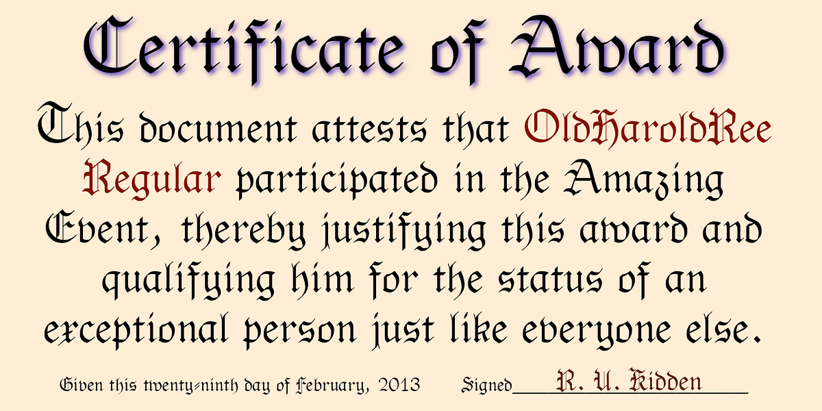 OldHaroldRee, a Blackletter Font by Ingrimayne Type (Photo 2 of 6)