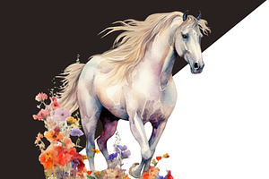 Horses With Flowers Clipart - 14 Png