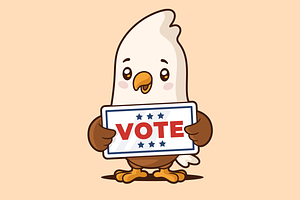 Cute Kawaii Bald Eagle Vote Cartoon