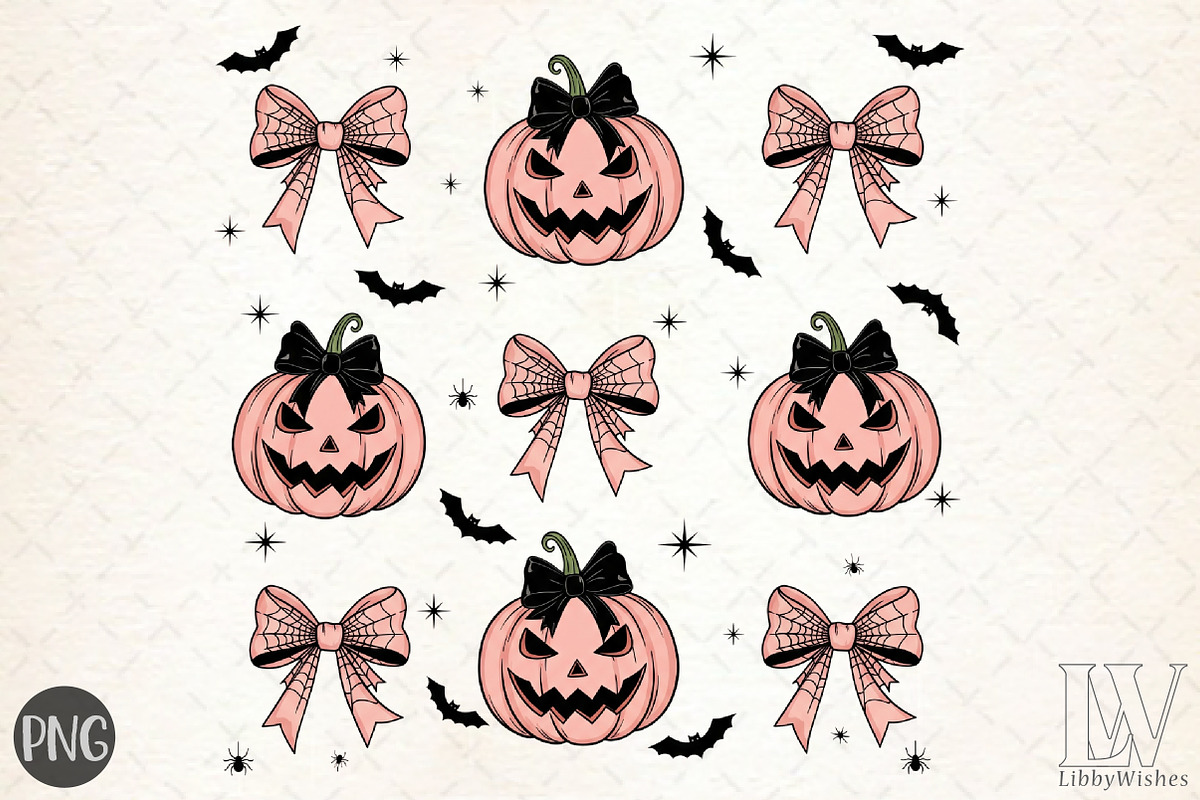 Halloween Pumpkin PNG, Coquette Bow, an Illustration by Libby Wishes (Photo 1 of 6)