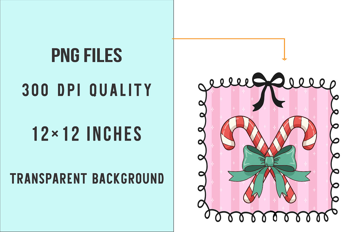 Christmas Candy Cane Coquette Frame, an Illustration by SinaCreation (Photo 5 of 6)