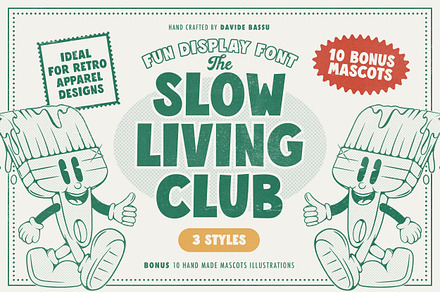 Slow Living Club Display, a Sans Serif Font by Davide Bassu
