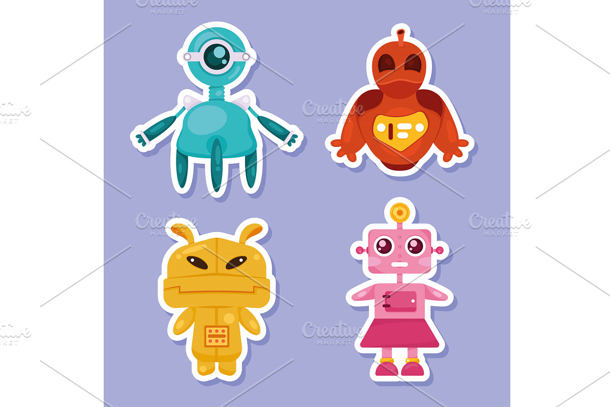 four robots electrics icons, a Technology Illustration by studiogstock