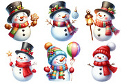 Adorable Snowman Clipart, an Illustration by Pixels.Craft (Thumbnail 6 of 6)