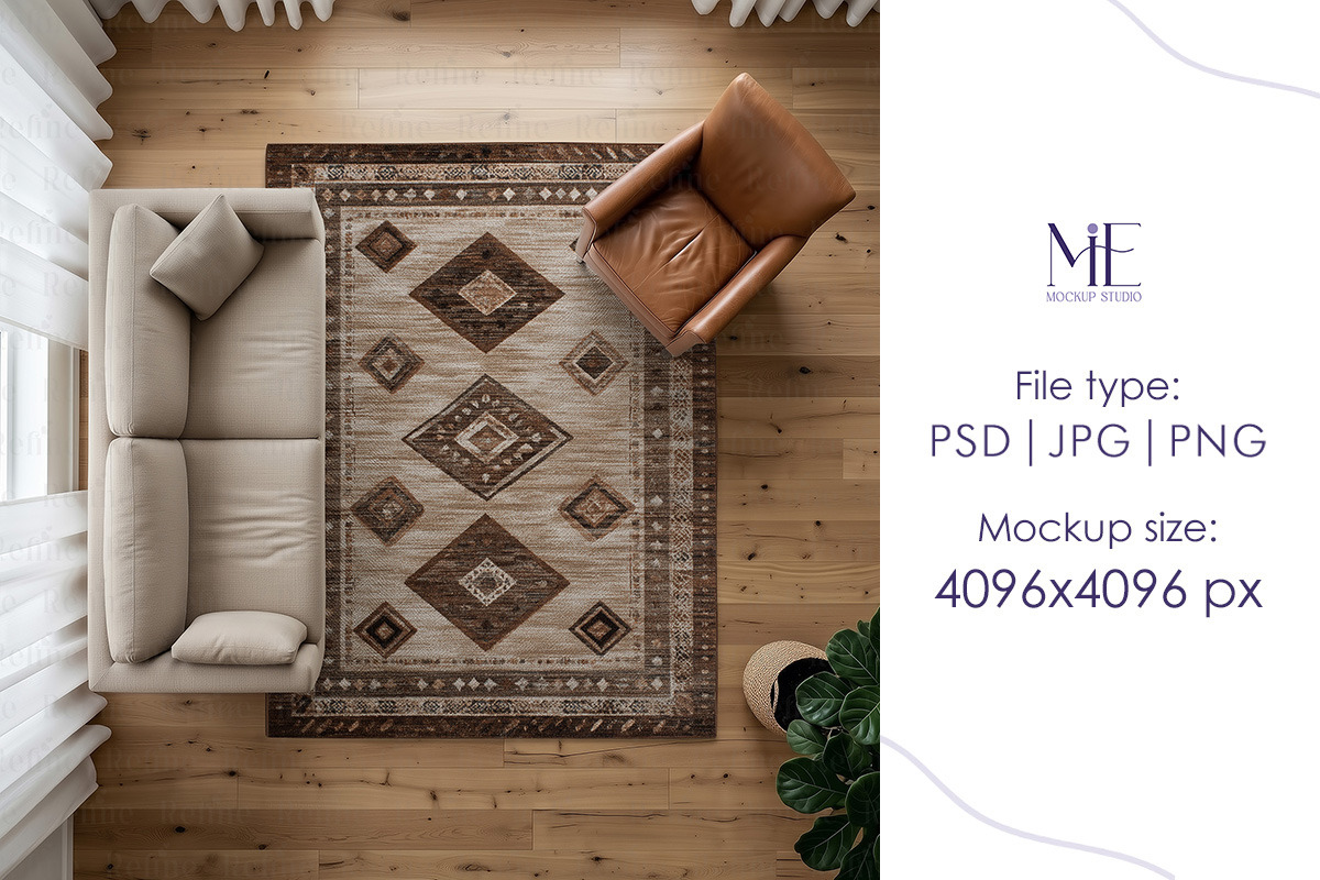 Rug Mockup Living Room Carpet, a Mockup by Mie Mockup Studio (Photo 4 of 8)
