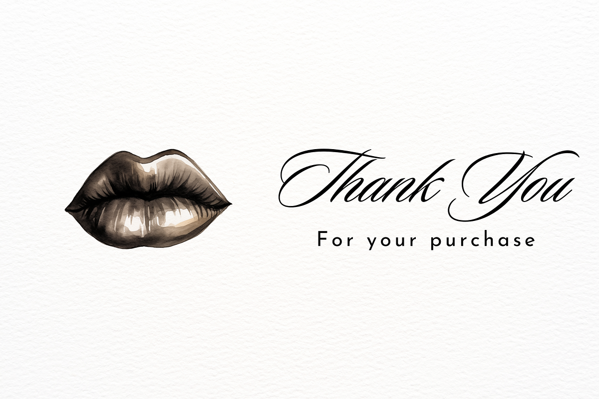 Black Elegant Lips Watercolor, an Object Illustration by New-School-Wave (Photo 5 of 5)