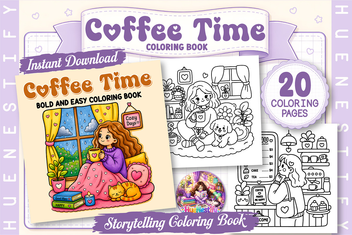 Coffee Time Story Coloring Book, a Person Illustration by HueNestify (Photo 1 of 5)
