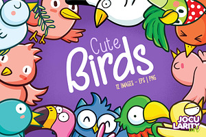 Cute Birds Cartoon Illustration