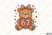 Valentine Teddy Bear 67 Six Seven, an Illustration by CraftArtStudio (Thumbnail 1 of 4)