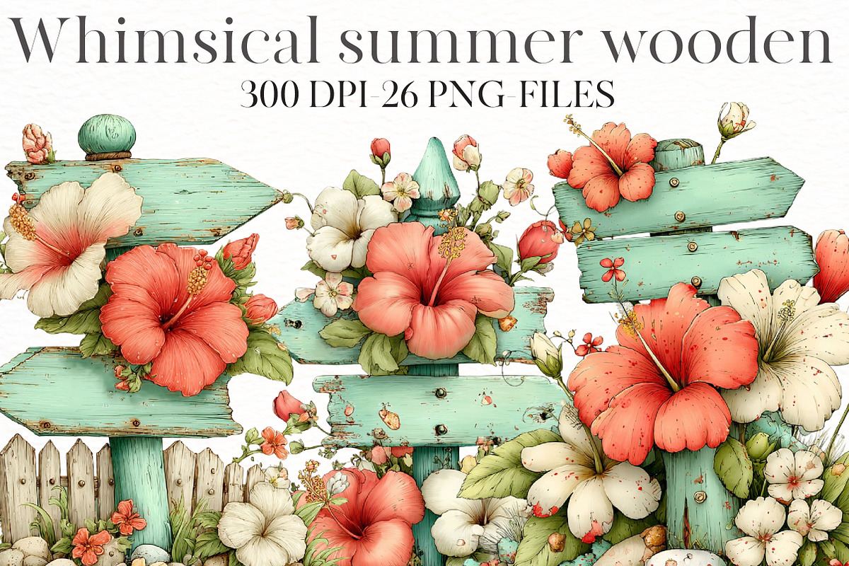 Whimsical summer wooden Clipart, an Illustration by Designworld (Photo 1 of 8)