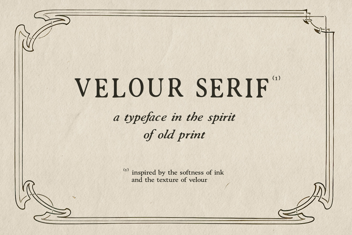 Velour Serif: Elegant Vintage Font, a Sans Serif Font by Mneme (Photo 1 of 7)