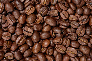 Scattered roasted coffee beans, full frame, a Food & Drink Photo by ndanko