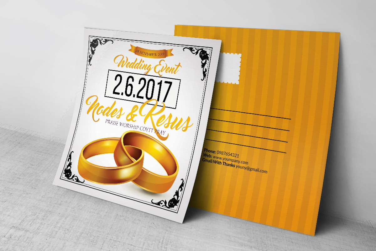 Wedding Invitation Postcard Template, a Card Template by Business Flyers (Photo 1 of 4)