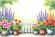 Spring Potted Flowers Fence Clipart, an Illustration by hafijul (Thumbnail 8 of 13)