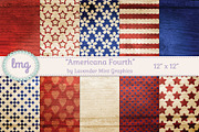Americana Fourth Scrapbook Papers, a Pattern Graphic by Lavender Mint Graphics (Thumbnail 1 of 6)