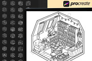 65 Procreate Isometric Stamps, a Brush Add-On by DrawingStoryShop (Thumbnail 6 of 6)
