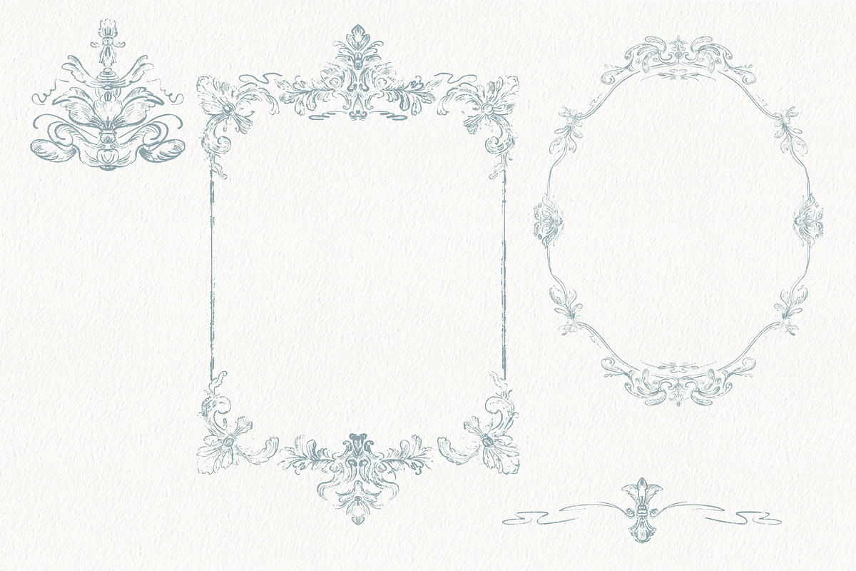 Vintage Blue French Ornamental Set, a Decorative Illustration by AlenaVlasko stock Market (Photo 7 of 8)
