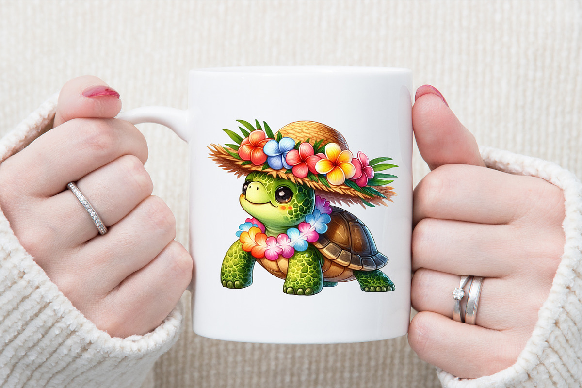 Turtle With Flower, Summer Clipart, an Illustration by Sublimation Artist (Photo 5 of 6)