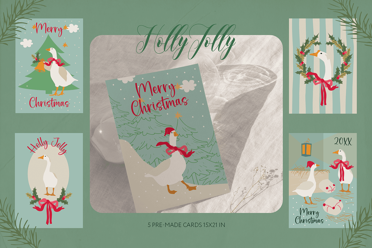 Christmas Geese - vintage set, a Pattern Graphic by DigARTbyHavroshka (Photo 6 of 9)