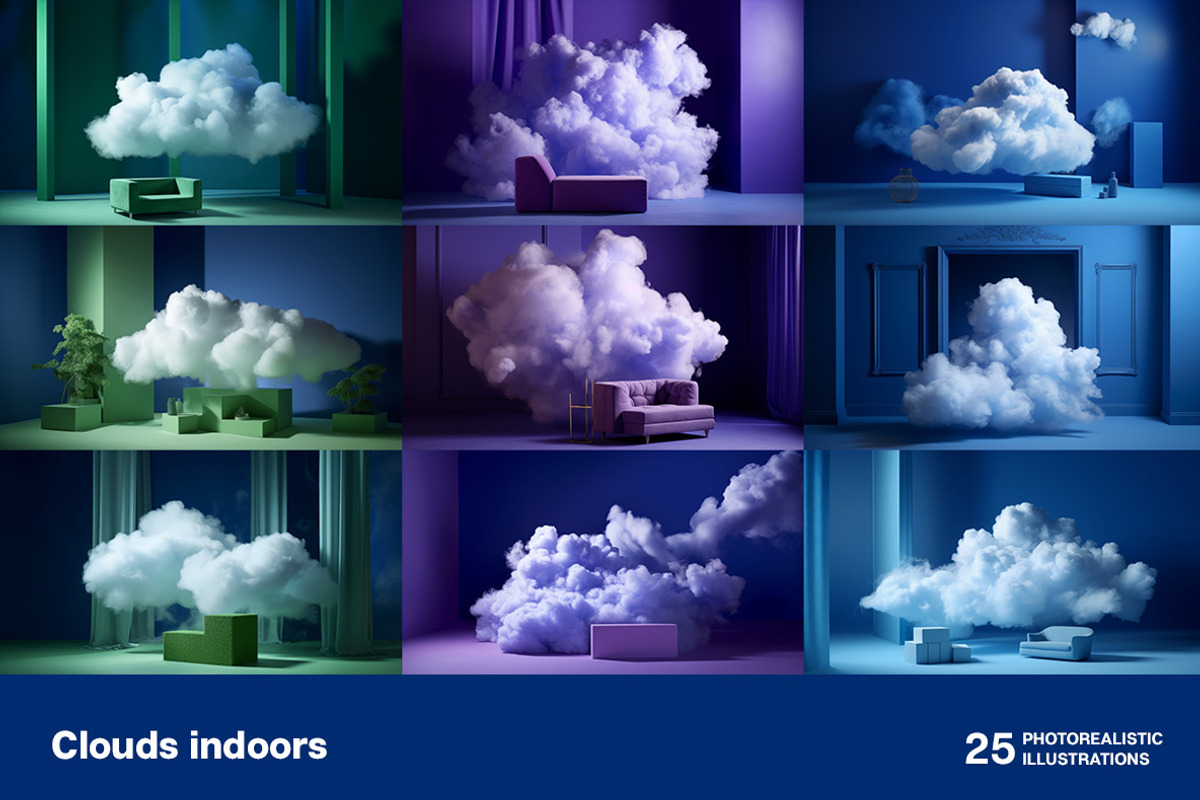 Clouds indoors. 25 images, a Decorative Illustration by Handmadefont (Photo 8 of 10)