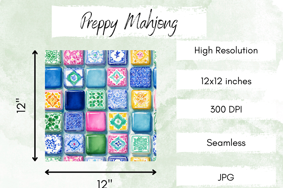 Preppy Mahjong Seamless Paper, a Pattern Graphic by Paper & Pattern Studio (Photo 3 of 9)