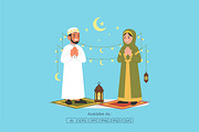 Muslim Couple Greeting for Eid, a Person Illustration by Partikusi Design (Thumbnail 2 of 3)