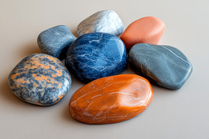 Collection of Colorful Polished Stones on White Background, an Abstract Photo by Natalia Klenova's Shop