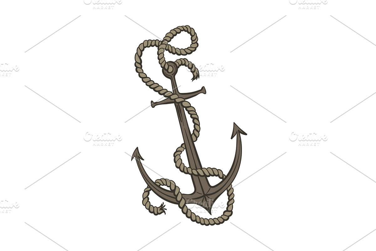 An anchor with a rope wrapped around, an Illustration by the8monkey