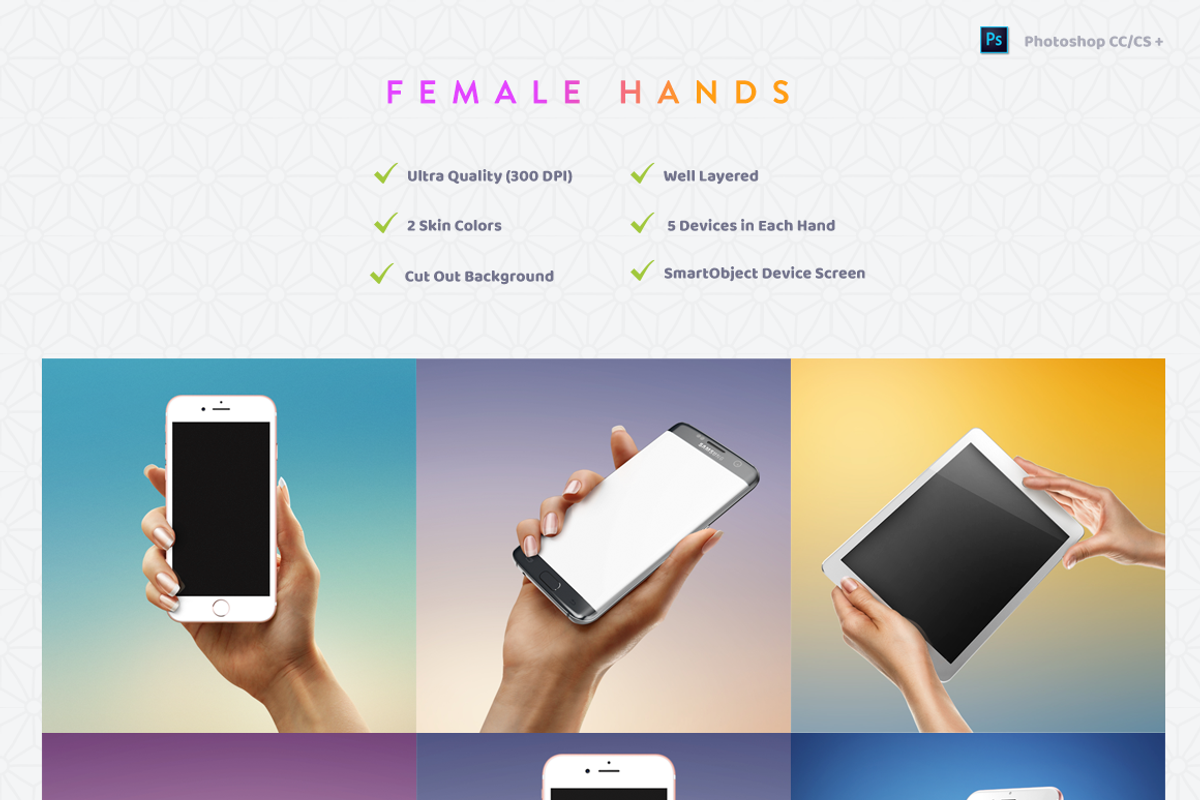 Hand with Device iPhone 7 Mockup, an iPhone Mockup by LazyCrazy (Photo 2 of 5)